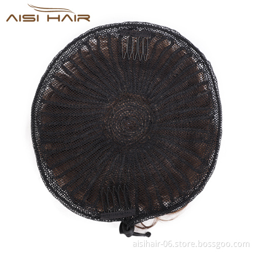 Aisi Hair Brown Curly Brazilian Human Hair Chignon Bun Elastic Rope Rubber Band Hairpiece Clip In Extension For Women